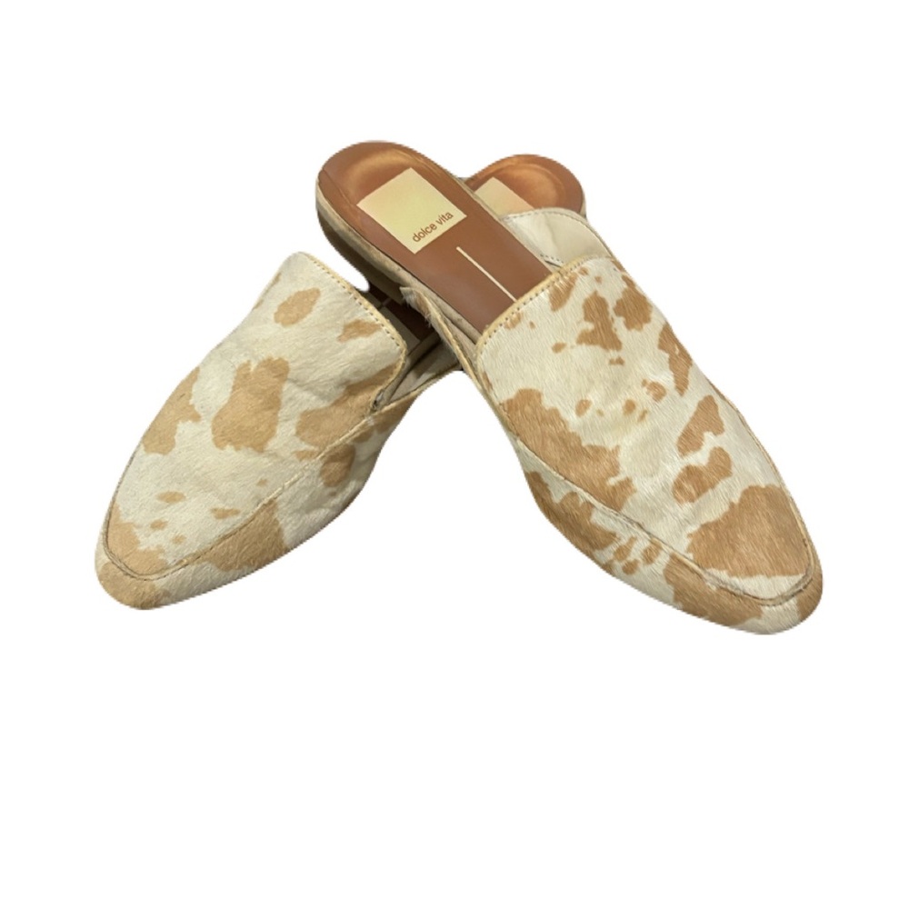 Chic Dolce Vita Cow Print Mules